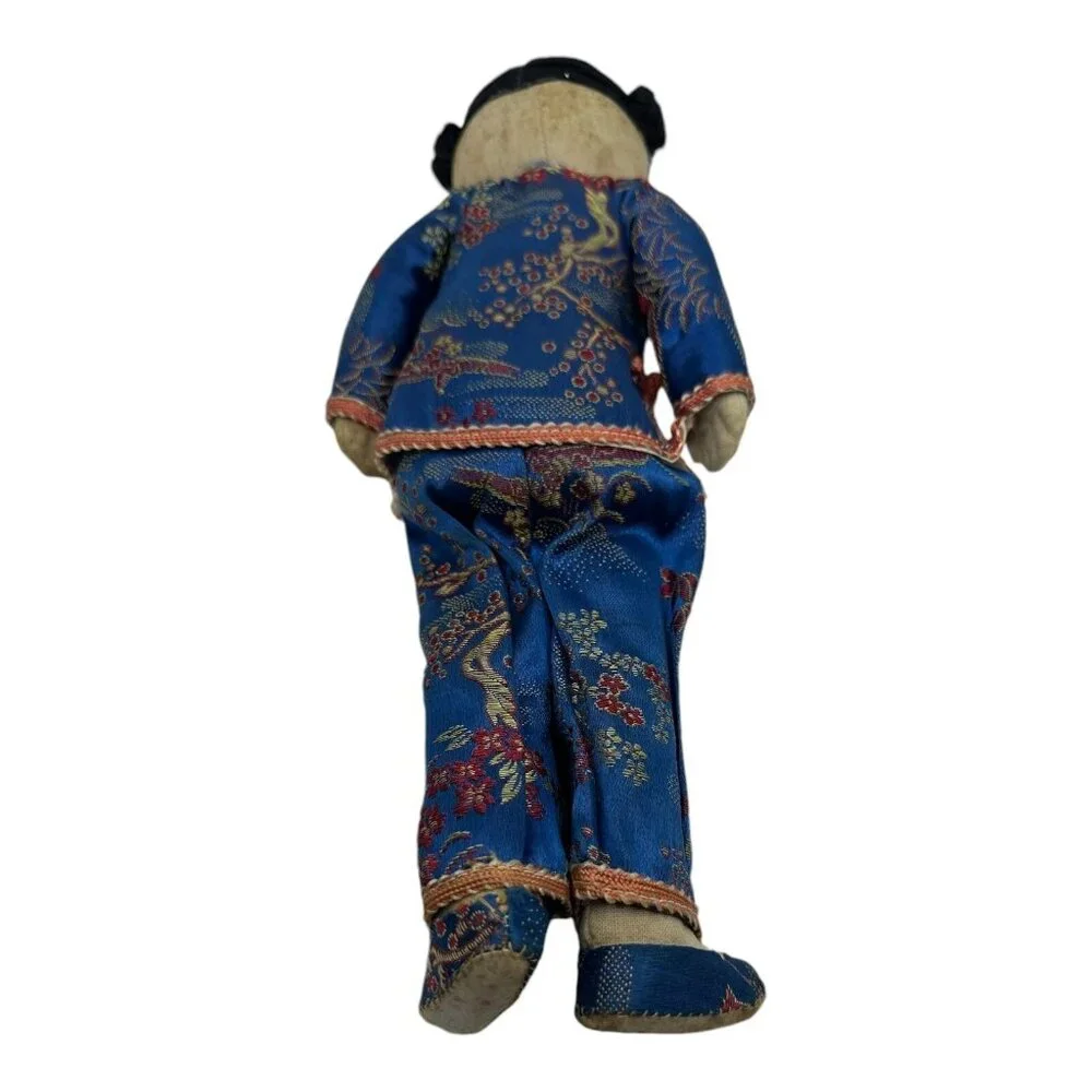 Vintage Ada Lum Chinese Hand Embroidered Stitched Blue Cloth Doll APP. 11